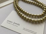 【最終】Vintage Pearls Matinee Necklaces 7ｍｍライトグリーンゴールド パールマチネー60ｃｍの画像