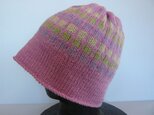 草木染毛糸の手編み帽子　ＡＤ-305の画像