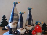 とんがり帽子のトムテ人形　青い鳥Ver.の画像
