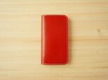 牛革 iPhone13 カバー  ヌメ革  レザーケース  手帳型 レッドカラー