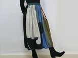 草木染め、手織り綿のパッチワークバルーンスカート、フリーサイズの画像