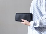 '上質イタリアンレザー'『スリムでシック』な長財布 - Long Wallet - ブラック-の画像