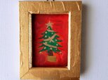 ウォールデコ「クリスマスツリー　１」油彩・金縁額装・壁飾り・原画・独立スタンド付きの画像