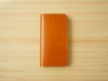 牛革 iPhone 13 mini カバー  ヌメ革  レザーケース  手帳型  キャメルカラーの画像