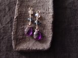送料無料【K14gf】フープチャーム／amethyst × london blue topaz × labradorite