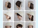 おしゃれなハンドメイド医療用ケア帽子　《3way人毛100%ヘアバンド式帽子用ウイッグ》ショート　ミディアム 医療用帽子の画像