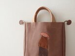 annco leather toto & nylon kinchaku [light brown]