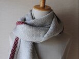 cashmere muffler light gray×redの画像