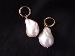 送料無料【SV／gold】バロックパールフープピアス／fishtail ・baroque pearl