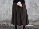コットンビエラ ギャザースカート（ダークブラウン）ロング マキシの画像