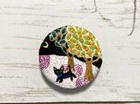 手刺繍オリジナルブローチ＊オレンジの樹と黒猫の画像