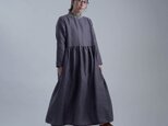 【wafu お試し品】Linen Dress 雅亜麻 ドレス/墨色(すみいろ) a022b-smi1の画像