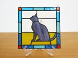 【ご予約品】ステンドグラスパネル 猫 15cmの画像