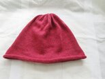 1点物　カシミア100％の縮絨ニットキャップ　ダークチェリーの画像