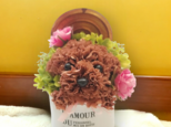 花の犬【濃い茶色】プリザーブドフラワー　カーネーション 動物　ペット　犬　花　母の日 誕生日 お供えの画像