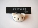 ねこフェイスブローチ(白)