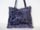 スペインムートンと羊革のトート（青系パープル）