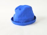 日用品店（布）リネンの帽子　青　61cm　サイズ紐付の画像