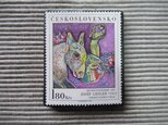 チェコスロバキア　美術切手ブローチ 7801の画像