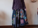 着物リメイク☆春を待って♪紬にちょこっと銘仙楽しい大人スカート８１cm丈の画像