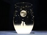 【一緒にみる『満月』の夜空】 猫モチーフのタンブラーグラス（vol.1-fm）★名入れ加工対応品（有料）の画像