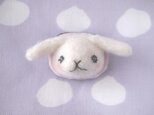 うさぎフェイスブローチ(白)