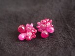 【天然石刺繍/ピアス】Ruby × Pink Sapphire Earrings