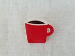 コーヒーカップブローチ(小/赤)の画像