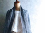 リネン シルク ニット カーディガン 羽織り　ブルーグレーの画像