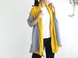 温度調整にも役立つ リネン 大判ストール （イエロー/ギンガムネイビー）