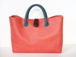 イタリア革のカラフルトートマチ有り（Rアンティコ、コーラルピンク）