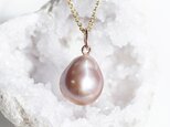大粒天然色★ラベンダー真珠の一粒ネックレス　～Rosemonde
