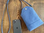 倉敷帆布　スマホポシェット　ミニ　サコッシュ　スマホショルダー　スマホポーチ くすみカラー　（ブルー）