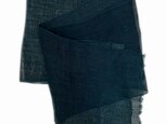kaya0048e　麻布 蚊帳の解き 140cm 藍とキハダ染 古布 古裂 麻 藍染 ボロ 襤褸