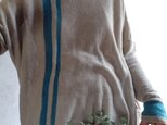 リネン × 藍　変形セーター  ニット プルオーバー 間着の画像