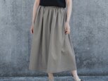 コットンリネン ギャザースカート（グレージュ）リネン ロング マキシの画像