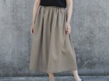 コットンリネン ギャザースカート(グレージュ)リネン ロング マキシの画像