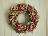 千日紅と貝細工の春色リース