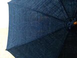 日傘紬（紺白線花A）01204の画像
