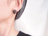【天然石刺繍／ピアス】smoky quartz × black spinel（onion）