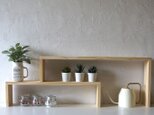 可動スリム収納 天然木 収納棚 カウンターキッチン周りにもかんたん収納 観葉植物 ナチュラルタイプの画像