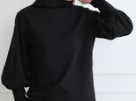 【✨再販3サイズ】ゆとりボトルネック バルーン袖　長袖　ブラック　0261BK