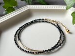 漆黒のモダンな輝き ブラックスピネルの二連ブレスレット14KGF