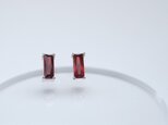 ミニ ガーネット スクエア ピアス シルバー925