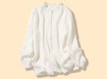 さりげなく甘い 美形ブラウス　リネン100％生地　リネンシャツブラウス　210804-4