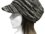 手編み風甘織ニット/つば広ルーズワークキャップ(ゆったり)◆灰系