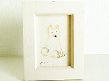 複製画（小）「笑う犬」※木製額縁入り　水彩 /プリント /犬　※原画もご購入いただけますの画像