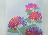 ギルディング和紙葉書　紫陽花　赤混合