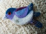 青い鳥のフェルトブローチ