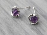 錫と天然石のピアス　MINOLY　アメシスト　2月の誕生石